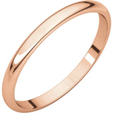 10K Gold Half Round Lightweight Band in 2mm and 3mm