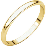 10K Gold Half Round Lightweight Band in 2mm and 3mm