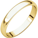 10K Gold Half Round Lightweight Band, Sizes 4 to 7.5 in White, Yellow, Rose Gold