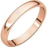 10K Gold Half Round Lightweight Band in 2mm and 3mm