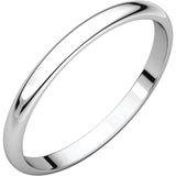 10K Gold Half Round Lightweight Band in 2mm and 3mm