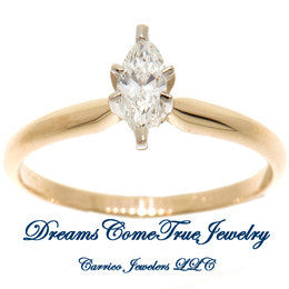 0.31 Carat Marquise Diamond Engagement Ring 14K Gold