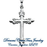 Sterling Silver Cross Pendant Fleur-de-lis 35 x 23mm
