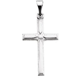 14K Gold or Platinum Cross Pendant 9 x 12.5mm