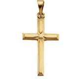14K Gold or Platinum Cross Pendant 9 x 12.5mm