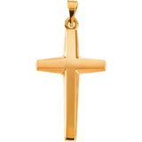 14K, 18K Gold or Sterling Silver Cross Pendant 23 x 14mm