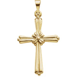 14K Gold or Platinum Decorative Cross Pendant in 3 Sizes