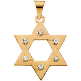 14K Gold Star of David Pendant with 6 Diamonds in 2 sizes