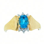 10K Gold Ladies 0.59 Ct Topaz with 2 Accents Diamonds Cocktail Ring
