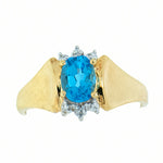 10K Gold Ladies 0.59 Ct Topaz with 2 Accents Diamonds Cocktail Ring