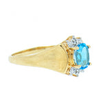10K Gold Ladies 0.59 Ct Topaz with 2 Accents Diamonds Cocktail Ring