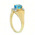10K Gold Ladies 0.59 Ct Topaz with 2 Accents Diamonds Cocktail Ring
