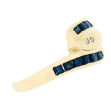 14K Yellow Gold Vintage Diamond and Sapphire Snake Ring