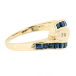 14K Yellow Gold Vintage Diamond and Sapphire Snake Ring