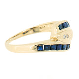 14K Yellow Gold Vintage Diamond and Sapphire Snake Ring