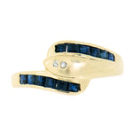 14K Yellow Gold Vintage Diamond and Sapphire Snake Ring