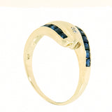 14K Yellow Gold Vintage Diamond and Sapphire Snake Ring