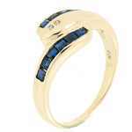 14K Yellow Gold Vintage Diamond and Sapphire Snake Ring