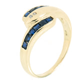 14K Yellow Gold Vintage Diamond and Sapphire Snake Ring