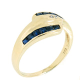 14K Yellow Gold Vintage Diamond and Sapphire Snake Ring