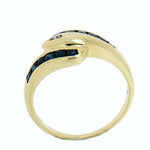 14K Yellow Gold Vintage Diamond and Sapphire Snake Ring