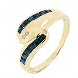 14K Yellow Gold Vintage Diamond and Sapphire Snake Ring