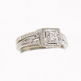 10K White Gold Diamond Wedding Set with approx. 0.75 ctw