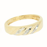 10K Yellow Gold Band with 3 Accent Diamonds