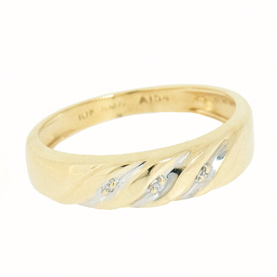 10K Yellow Gold Band with 3 Accent Diamonds