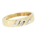 10K Yellow Gold Band with 3 Accent Diamonds