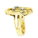 18K Yellow Gold 3 Diamond 0.15 ctw Free Style Designer Ring