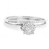 14K White Gold Halo Diamond Wedding Set