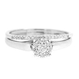 14K White Gold Halo Diamond Wedding Set