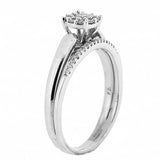 14K White Gold Halo Diamond Wedding Set