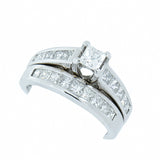 14K White Gold 1.63 CTW with 20 Princess Cut Natural Diamond Wedding Bridal Set
