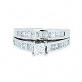 14K White Gold 1.63 CTW with 20 Princess Cut Natural Diamond Wedding Bridal Set