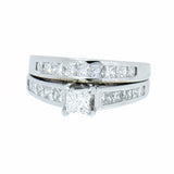 14K White Gold 1.63 CTW with 20 Princess Cut Natural Diamond Wedding Bridal Set