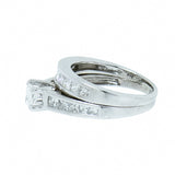 14K White Gold 1.63 CTW with 20 Princess Cut Natural Diamond Wedding Bridal Set