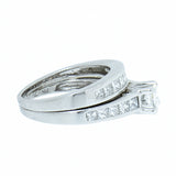 14K White Gold 1.63 CTW with 20 Princess Cut Natural Diamond Wedding Bridal Set