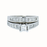 14K White Gold 1.63 CTW with 20 Princess Cut Natural Diamond Wedding Bridal Set