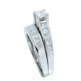 14K White Gold 1.63 CTW with 20 Princess Cut Natural Diamond Wedding Bridal Set