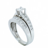 14K White Gold 1.63 CTW with 20 Princess Cut Natural Diamond Wedding Bridal Set