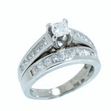 14K White Gold 1.63 CTW with 20 Princess Cut Natural Diamond Wedding Bridal Set