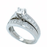 14K White Gold 1.63 CTW with 20 Princess Cut Natural Diamond Wedding Bridal Set