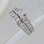 14K White Gold 1.63 CTW with 20 Princess Cut Natural Diamond Wedding Bridal Set