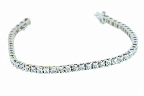 14K White Gold Tennis Bracelet 1.50 CTW with 52 Diamonds