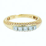 14K Yellow Gold Ladies 5 Diamond Filigree Ring