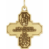 14K or Sterling Silver Patron Saint Four-Way Cross Medal in several sizes