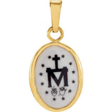 14K Oval Hand Painted Porcelain Miraculous Medal
