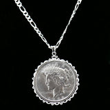 1922 Silver Dollar Necklace with 28 Inch Sterling Silver Chain